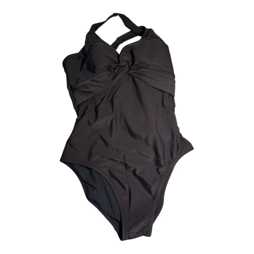 Universal Standard Black Twist-Front One-Piece Swimsuit